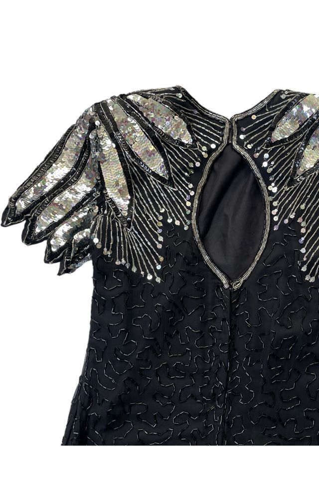 Vintage Glam Black Beaded Dress Selected By Ankh By Racquel Vintage #3