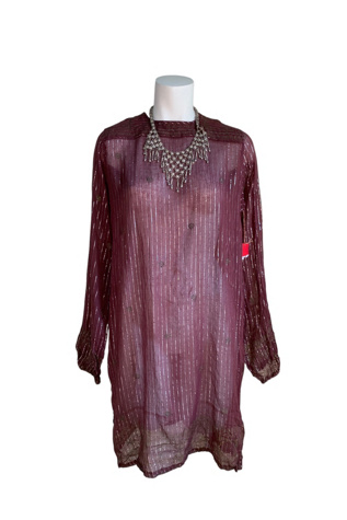 Vintage 1970s Metallic Thread Gauze Blouse Selected by SharpLilTeeth