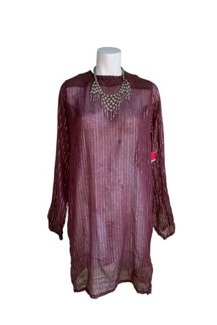 Vintage 1970s Metallic Thread Gauze Blouse Selected by SharpLilTeeth