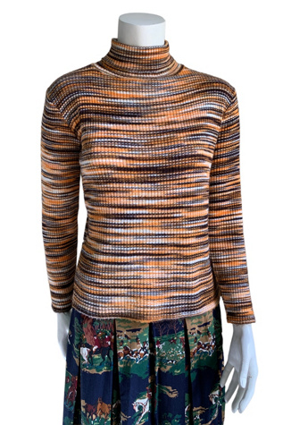 Vintage 1960s Striped Turtleneck Sweater Selected by SharpLilTeeth
