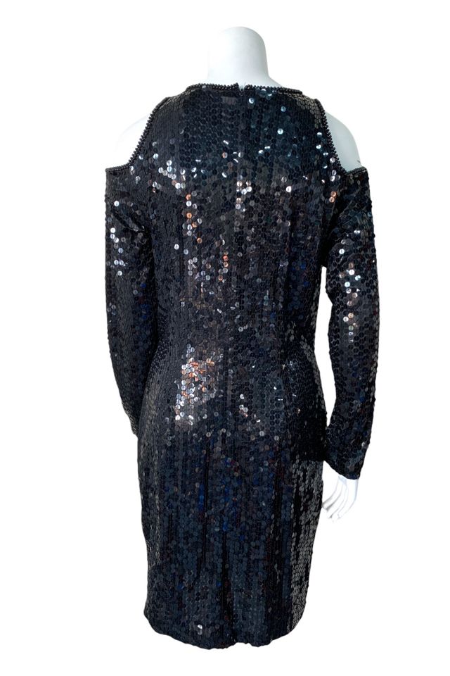 Vintage 1980s Sequin Cold Shoulder Dress Selected by SharpLilTeeth #2