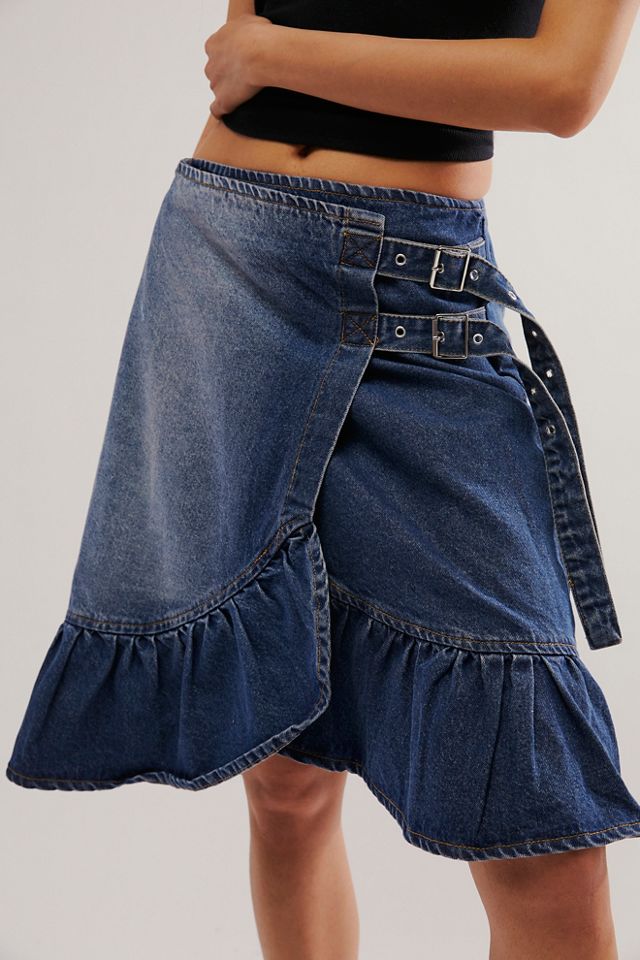 The Ragged Priest Gail Buckle Denim Skirt | Free People