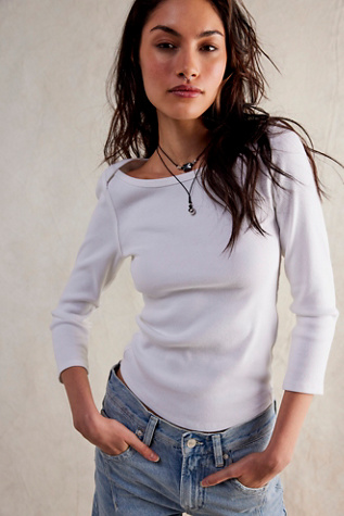 We The Free Lucy Layering Top at Free People in White, Size: L