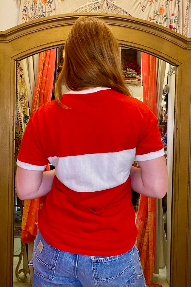 1970’s French Red Bold Striped Biking Shirt Selected by Nomad Vintage #1