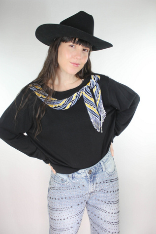 1980s Bob Mackie Western Beaded Fringe Sweater Selected By Moons + Junes Vintage