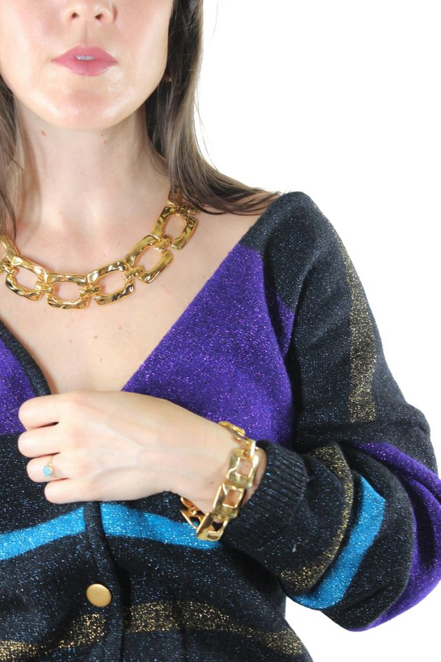 1980s Striped Sparkle Cardi Sweater Selected By Moons + Junes Vintage #3