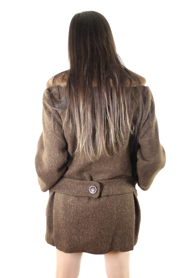 1960s Brown Tweed Faux Fur Coat Selected By Moons + Junes Vintage #2