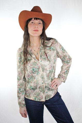 1960s Pastel Floral Button Down Blouse Selected By Moons + Junes Vintage