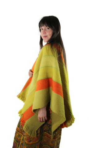 1970s Striped Southwestern Wool Poncho Selected By Moons + Junes Vintage