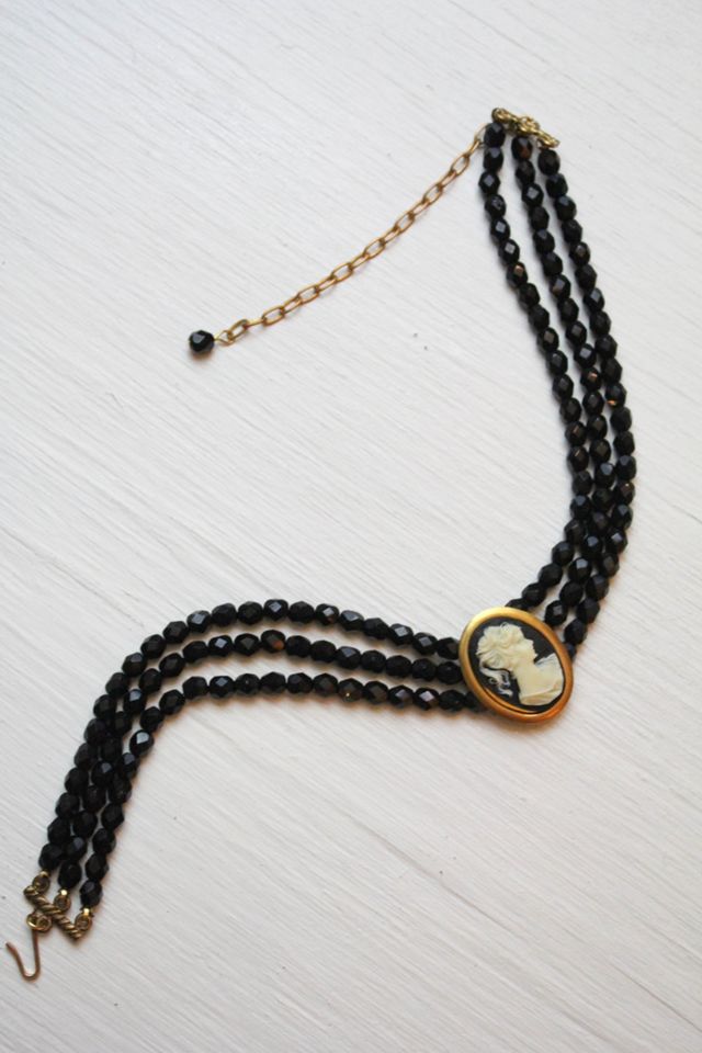 Vintage Cameo Rhinestone Beaded Choker Selected By Moons + Junes Vintage #3