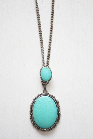 Vintage Turquoise Silver Pendant Necklace Selected By Moons + Junes Vintage