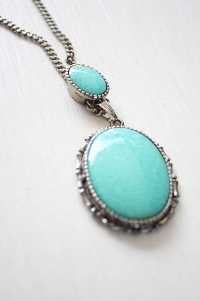 Vintage Turquoise Silver Pendant Necklace Selected By Moons + Junes Vintage #2