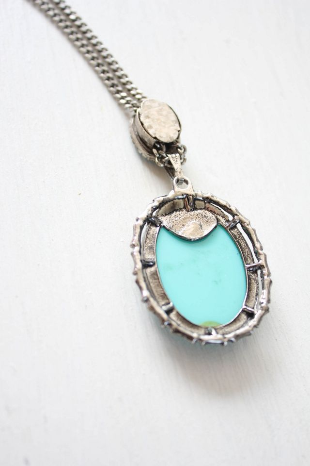 Vintage Turquoise Silver Pendant Necklace Selected By Moons + Junes Vintage #3