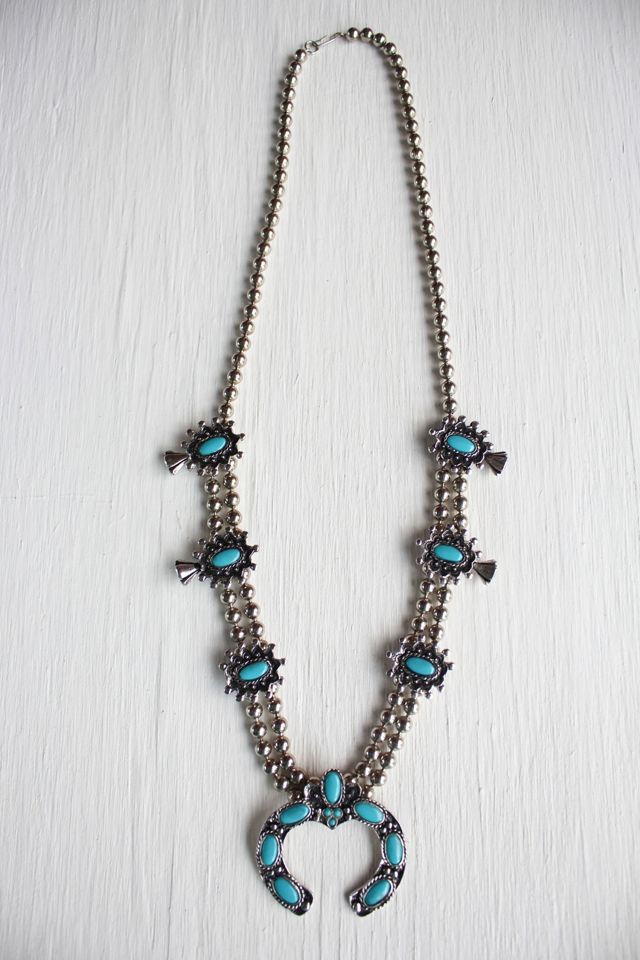 Vintage Turquoise Squash Blossom Necklace Selected By Moons + Junes Vintage #1