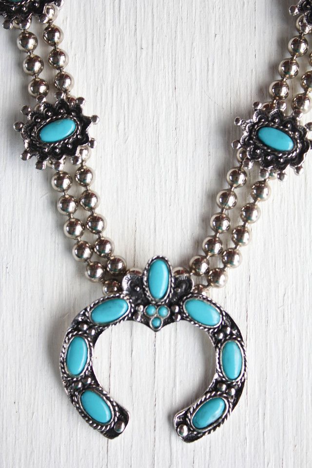 Vintage Turquoise Squash Blossom Necklace Selected By Moons + Junes Vintage #2