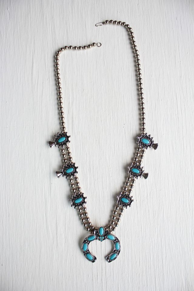 Vintage Turquoise Squash Blossom Necklace Selected By Moons + Junes Vintage #3