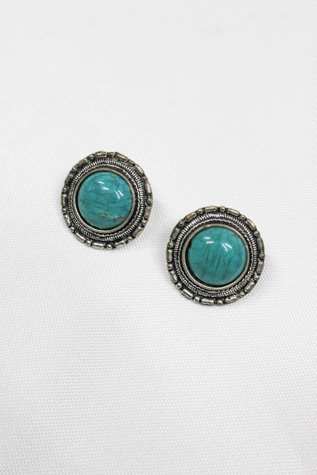 1980s Turquoise Sterling Stud Earrings Selected By Moons + Junes Vintage