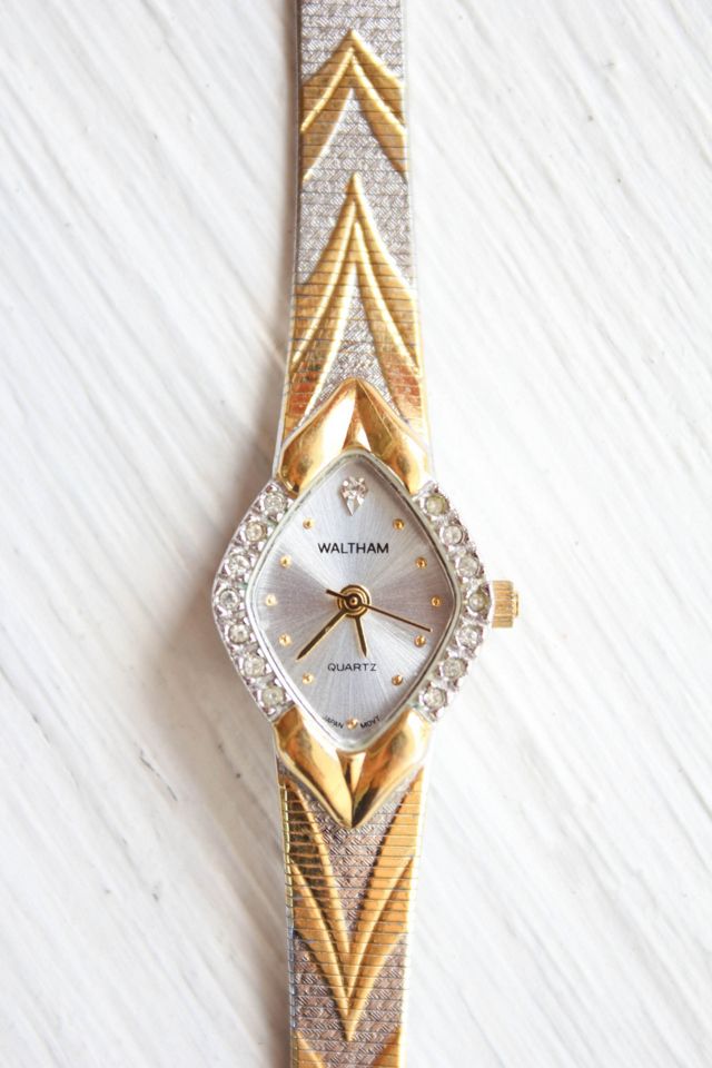 Vintage Art Deco Rhinestone Diamond Two-Tone Watch Selected By Moons + Junes Vintage #1