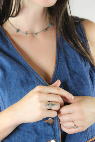 1970s Handmade Abalone Coral Turquoise Ring Selected By Moons + Junes Vintage