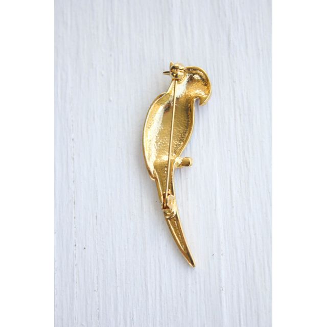 Vintage Tropical Enamel Parrot Rhinestone Brooch Pin Selected By Moons + Junes Vintage #1