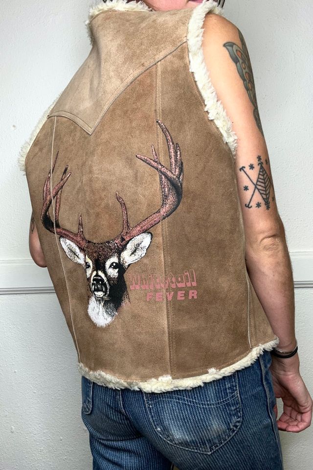 1970s Shearling Suede Hand Painted Vest Selected by Cherry #1
