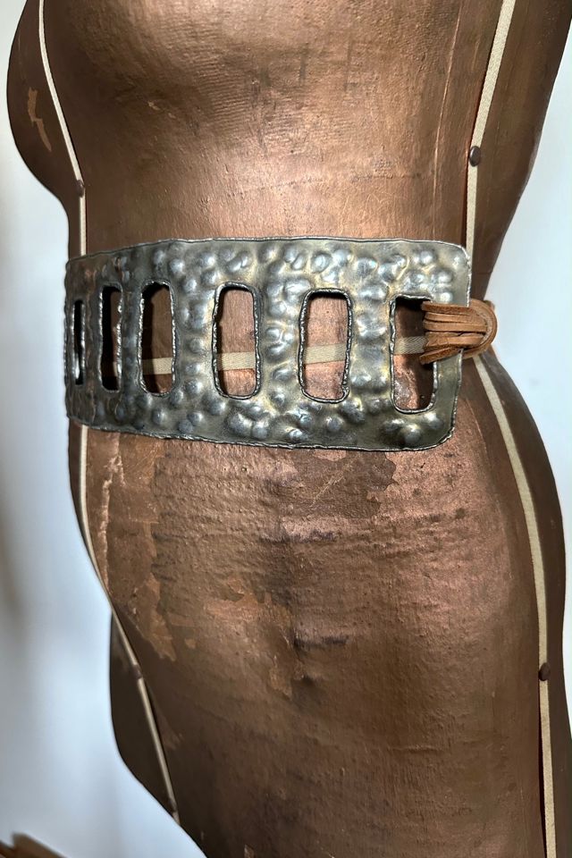 1980s Brutalist Brass and Leather Gladiator Belt Selected by Cherry #1