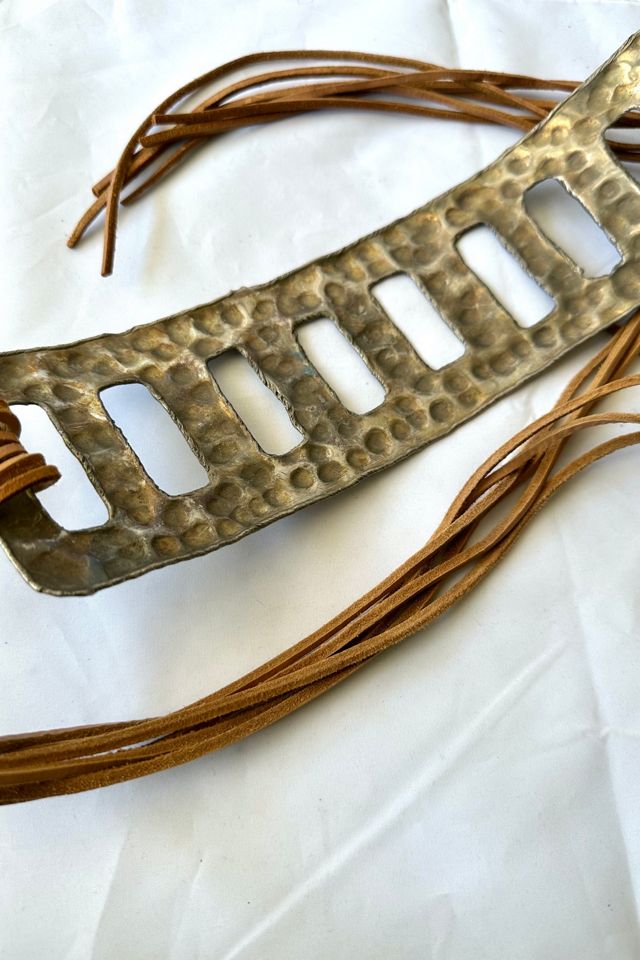 1980s Brutalist Brass and Leather Gladiator Belt Selected by Cherry #2