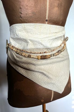 1980s Natural Leather Beaded Savage Belt Selected by Cherry