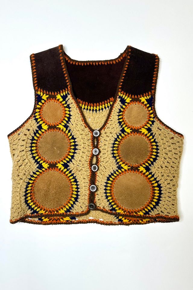 1970s Patchwork Knit & Suede Vest Selected by Cherry