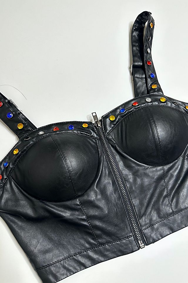1990s Rhinestone Faux Leather Top Selected by Cherry | Free 1990s Rhinestone Faux Leather Top Selected by Cherry | Free