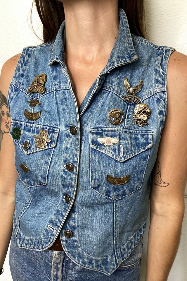 Womens denim biker clearance vest