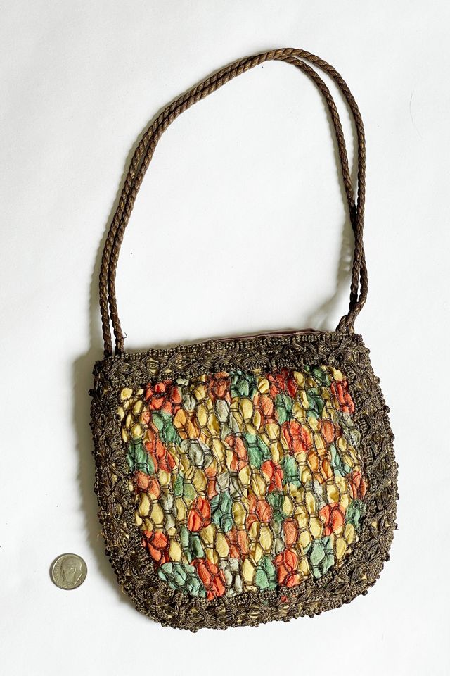 Antique 1915 Silk Ribbon Bag Selected by FernMercantile #3