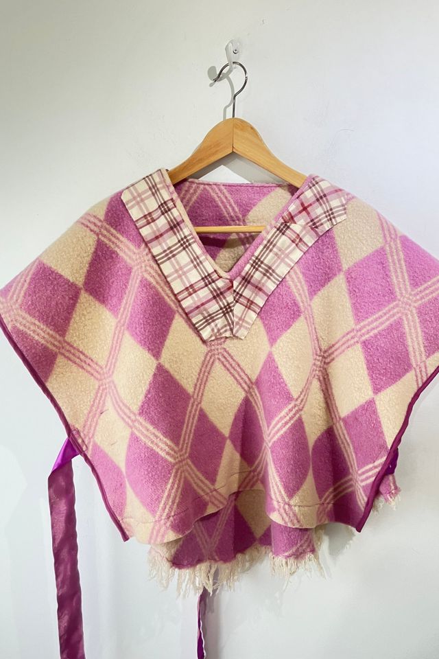 Vintage Lavender Argyle Blanket Poncho Selected by The Curatorial Dept.