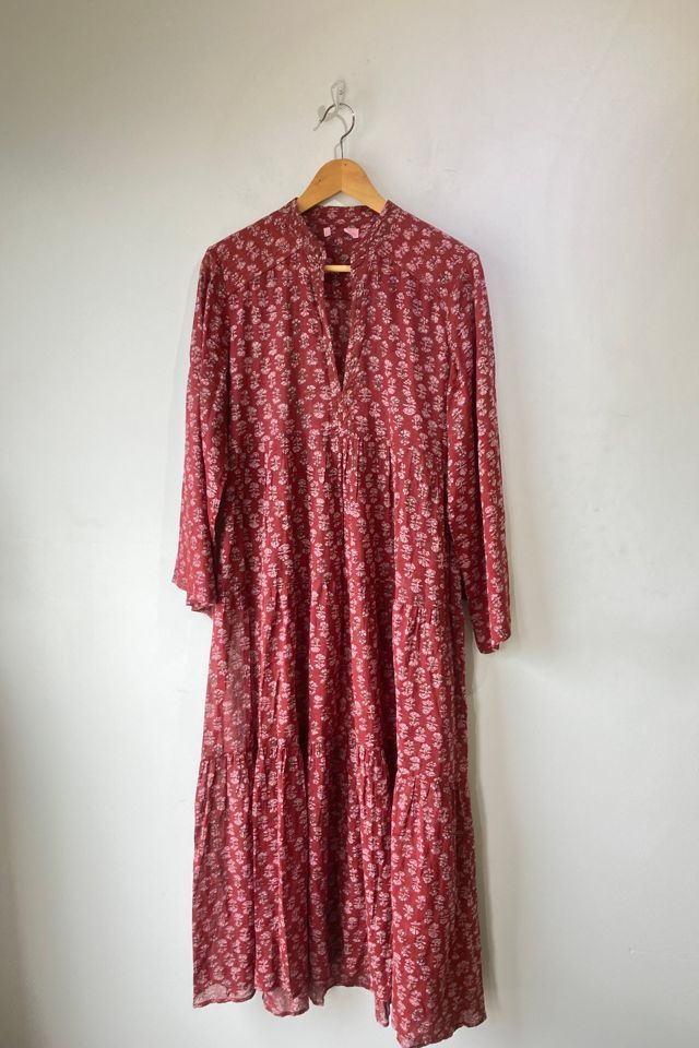 doen dress long sleeve Doen Red Print Dress
