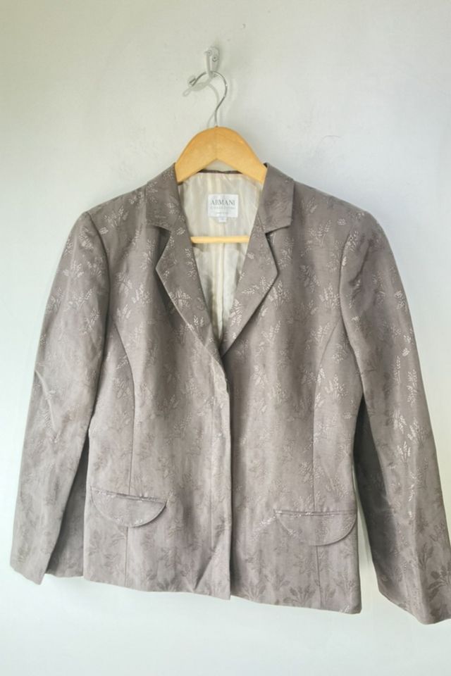 Armani Collezioni Grey Silk Wheat Print Jacket Selected by The