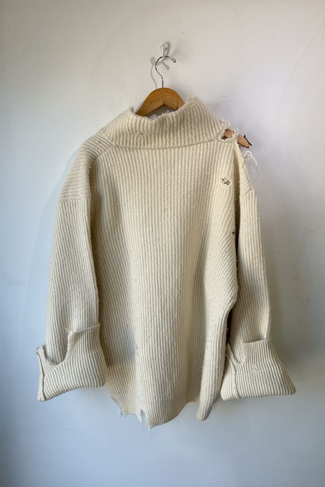 Hed Mayner White Thrashed Sweater Selected by The Curatorial Dept. #1