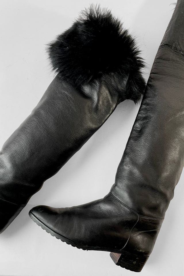 Vintage 80s Charles Jourdan Shearling Over-The-Knee Shearling Boots Selected by MARMALADE #2