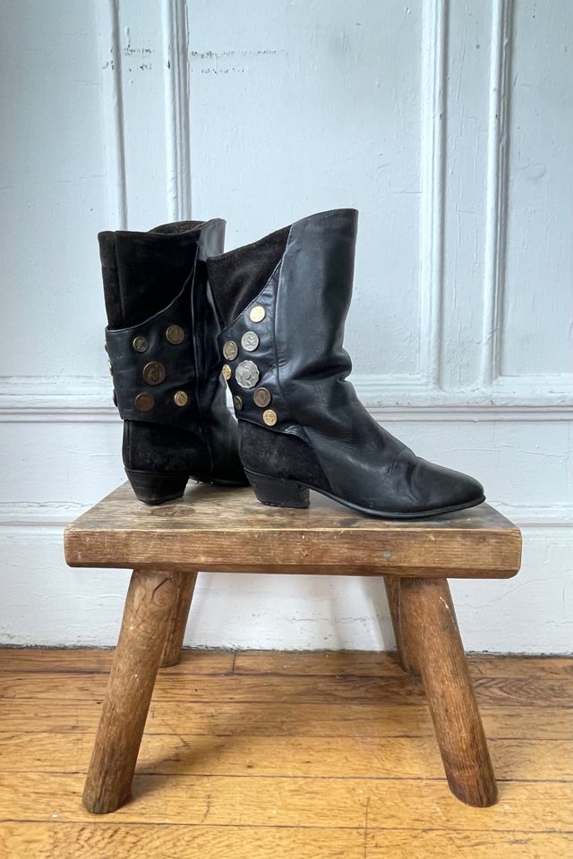 Vintage 80s Suede and Leather Coin Embellished Boots Selected by MARMALADE #3