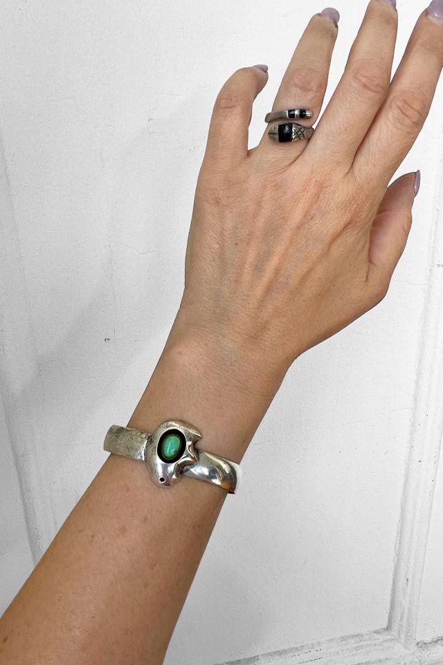 Vintage Sterling Silver Turquoise Buffalo Shadowbox Bracelet Selected by MARMALADE #1