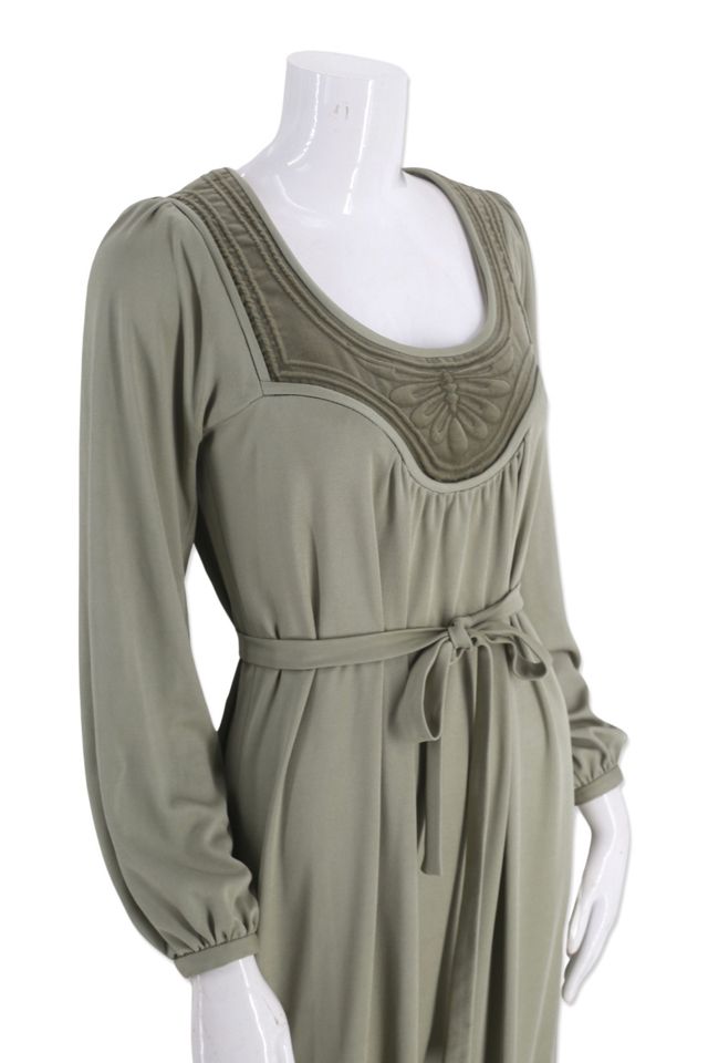 1970s Sage Green Trapunto Peasant Dress Selected By Ritual Vintage #1
