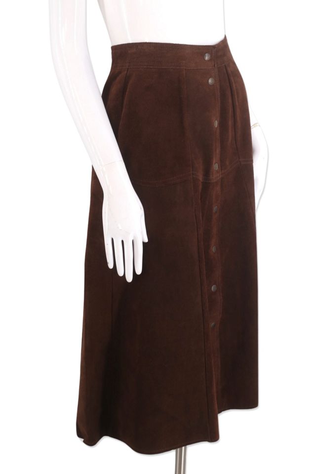 1970s Brown Suede Snap Front Skirt Selected By Ritual Vintage #1