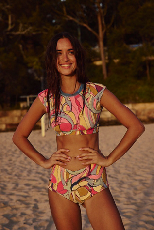 free-est The Sonny Printed Tee Top at Free People in Pink, Size: M