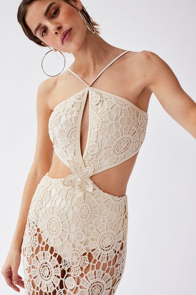 PatBO Embroidered Crochet Halter Dress #3