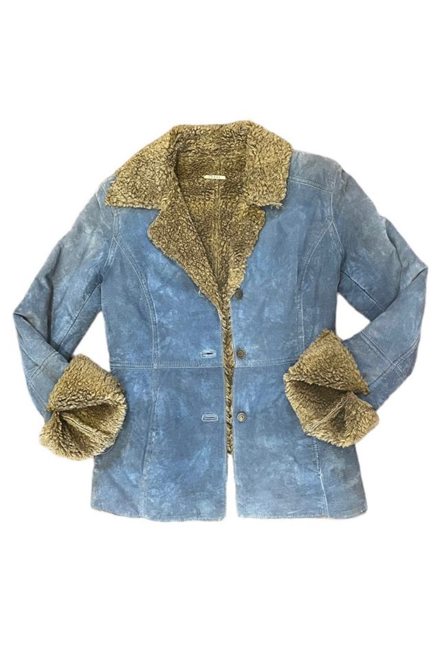 Y2K Guess Denim Effect Fleece Lined Suede Jacket Selected by Personal Choice