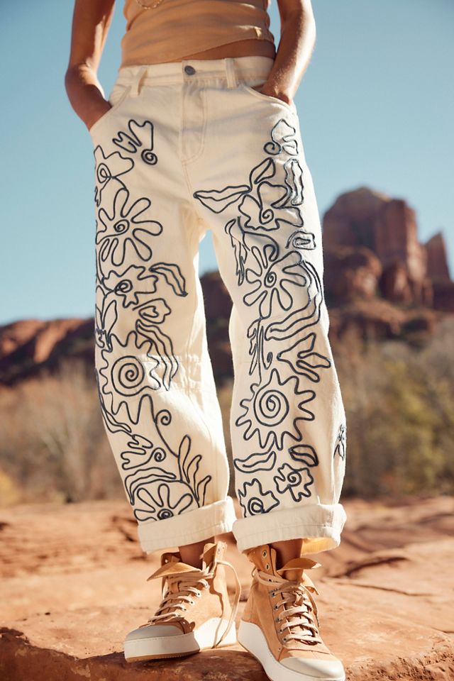 We The Free Good Luck Soutache Barrel Jeans Free People