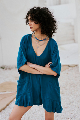 So Lively Playsuit by free-est at Free People in Teal Sapphire, Size: Small