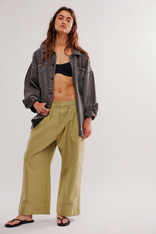 Sweet Talk Chino Trousers at Free People in Dried Aloe, Size: US 4