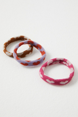 Happy Hearts Hair Tie Pack at Free People in Pink Tonal