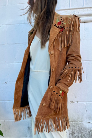 Vintage Leather Fringe Rose Coat Selected by Wax Plant