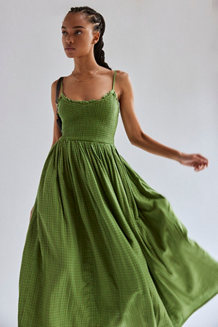 Sweet Nothings Midi Dress at Free People in Green Combo, Size: Medium